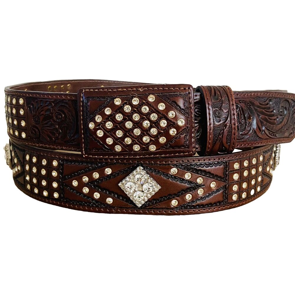 Men's Genuine Leather Western Belt Size 40, Western Belt With Stones